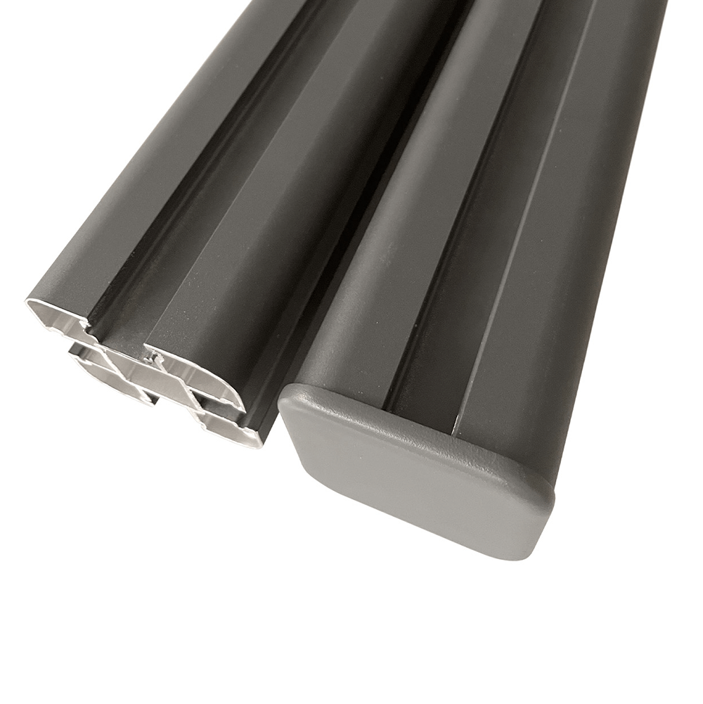 Grey Aluminium Fence Post with Post Cap and Utility Trim 8ft Image